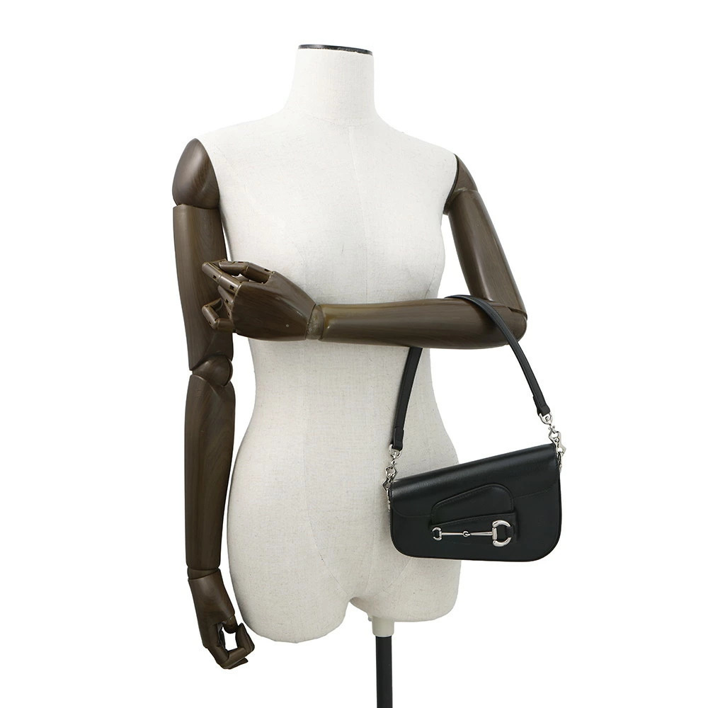 Gucci Shoulder Bag Horsebit Leather Handbag Black - Picture 4 of 12